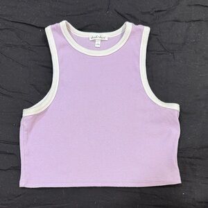 Derek Heart Lilac Ribbed Crop Tank with White Trim